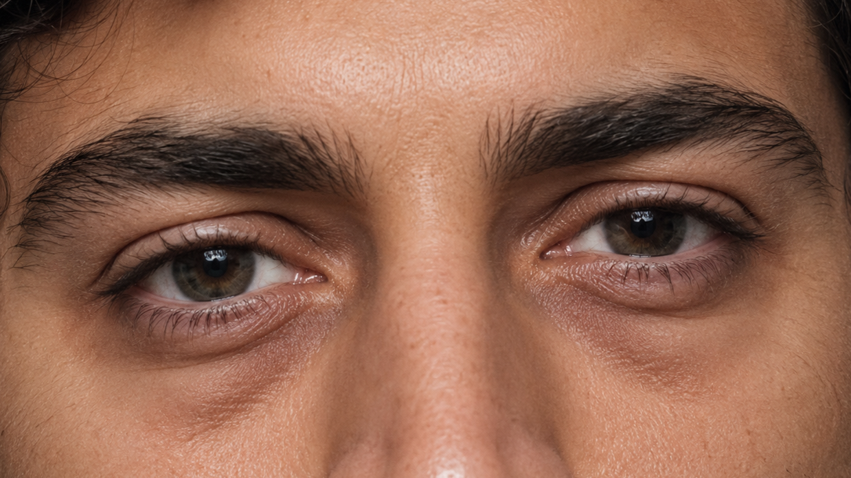 Man with Tired, Puffy Eyebags with Dark Circles under his eyes